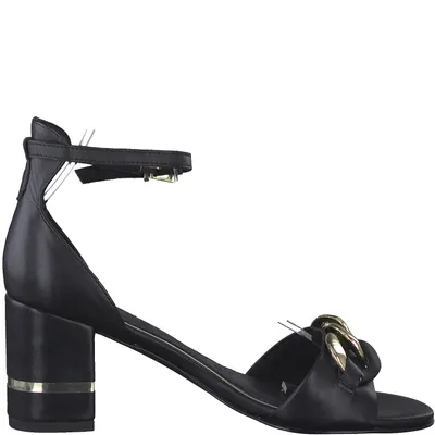 Produktbild von MARCO TOZZI Damen Sandalette Leder Kettendetail geschlossene Ferse 2-28306-20, Größe:37 EU, Farbe:Schwarz