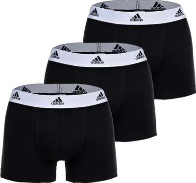 Produktbild von adidas Herren Boxershorts, 3er Pack - Trunks, Active Flex Baumwolle, Logo, einfarbig Schwarz/Weiß 2XL