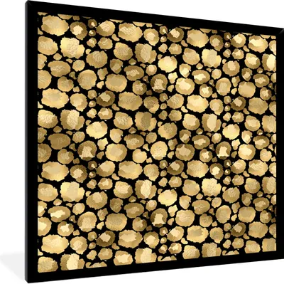 Produktbild von MuchoWow® Gerahmtes Poster Muster - Pantherdruck - Gold 40x40 cm - Poster mit Schwarzem Bilderrahmen Wandposter Rahmen Foto Bilder - Mit Rahmen - Wanddekoration Schlafzimmer