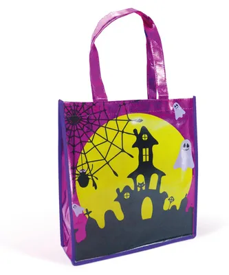 Image de Sac cadeau d'Halloween - motif château - 30 x 33 cm - violet