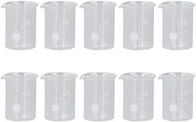 Produktbild von Messbecher Set aus Glas 25 ml, 10 Stück, für Labor und Küche