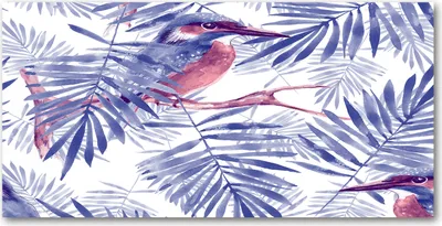 Produktbild von Tulup® Leinwandbild - 140x70 cm - Wandkunst - Drucke auf Leinwand - Leinwanddruck  - Tiere - Lila - Pflanzen und Vogel