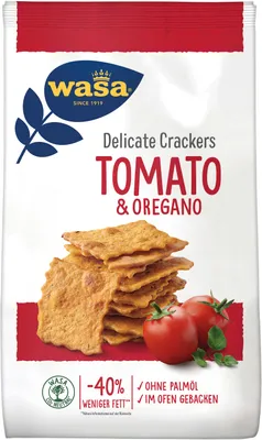 Produktbild von Wasa Delicate Crackers Křupavý chléb s rajčaty a oreganem 160g