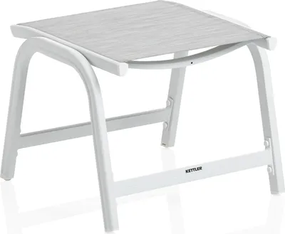 Produktbild von KETTLER Basic Plus Hocker weiß-matt/hellgrau Aluminium/Outdoorgewebe