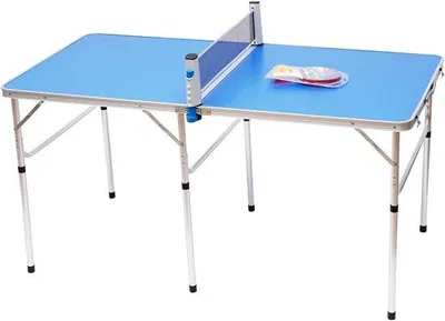 Produktbild von Famanu Tischtennisplatte klappbar - Mini Tischtennis - Für drinnen und draußen - Inkl. Netz und Bälle - 152 x 76 cm