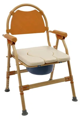 Produktbild von Toilettenstuhl für Senioren, tragbarer klappbarer Duschrollstuhl, höhenverstellbarer WC-Stuhl mit Toiletteneimer, Badezimmerstuhl bis 150 kg