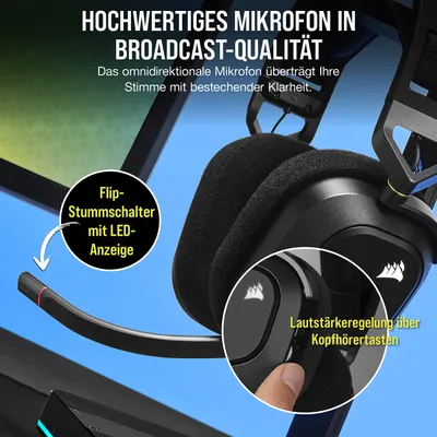 Zdjęcie produktu dla Zestaw słuchawkowy do gier Corsair HS80 RGB WIRELESS