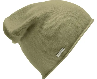 Seeberger Strickmütze-Beanie aus 100% Kaschmir mit Rollrand in grün