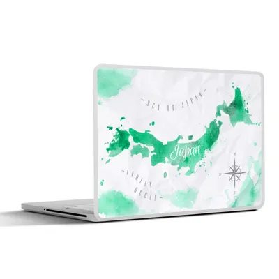 Produktbild von MuchoWow® Laptop Aufkleber Sticker Cover Weltkarte - Grün - Windrose 30x22 cm - Laptop-Sticker