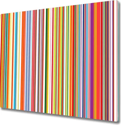 Imagen del producto de Placa de vitrocerámica para encimera, 60x52 cm. Protector de salpicaduras de vidrio. Tabla de cortar de vidrio. Diseño con franjas de colores