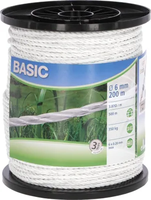 Produktbild von Fencing rope Basic 200 m, Ø 6 mm, white, 6x0,20 Niro