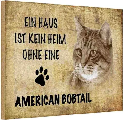 Produktbild von vianmo Holzschild 12x18 cm American Bobtail ohne kein Heim