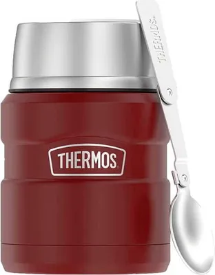 Zdjęcie produktu dla Termos na jedzenie z składaną łyżką i kubkiem Thermos 0,47l - rustic red