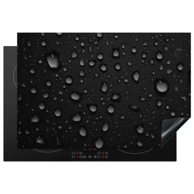 Produktbild von KitchenYeah© Herdabdeckplatte Tropfen - Schwarz - Wasser , 78x52cm, Küche Deko, Glaskeramikkochfeld Herdabdeckung, Abdeckplatte fùr Kochfeld