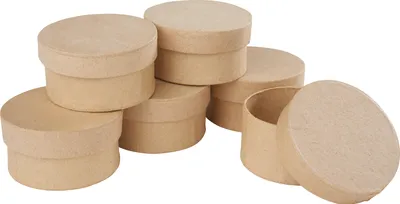 Produktbild von VBS Rundschachteln, 6 Stück, Pappmaché ca. Ø 6, H 3 cm
