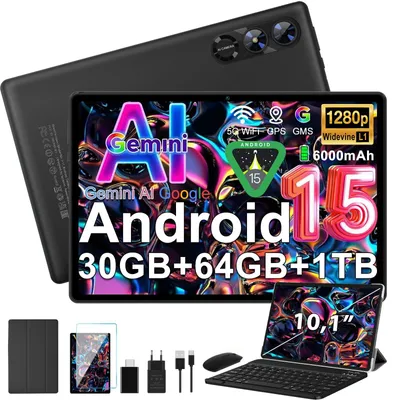 Produktbild von Tablet Android 15 Gemini AI 30GB RAM +64GB ROM Erweiterbarer Speicher Schwarz