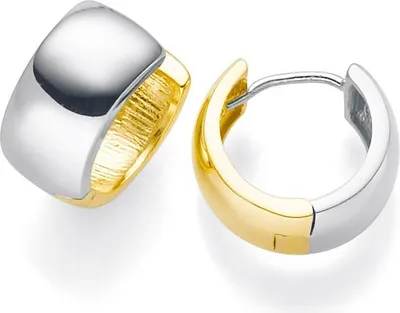 Produktbild von Creole Creolen 13x6,5mm 585 Gold gelb/weiß bicolor Ohrringe Ohrschmuck Damen