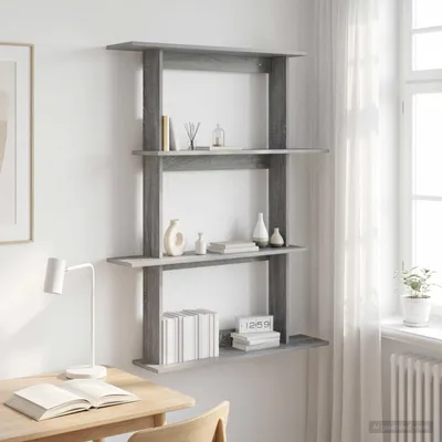 Obrázok produktu pre Maison Exclusive – Nástenná polica, farba: sivá Sonoma, rozmer: 100 x 20 x 126 cm, materiál: drevovláknitá doska