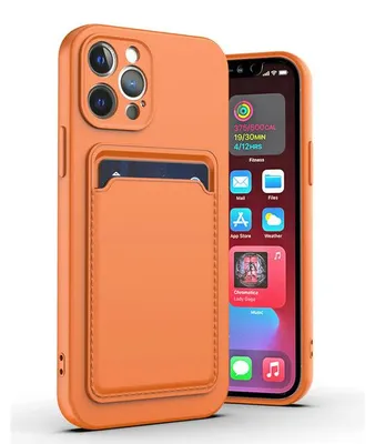 Produktbild von Hülle für iPhone 14 Pro 15 Pro Silikon-Kartenhalterschutz in Orange