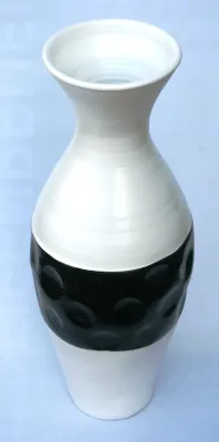 Produktbild von BODENVASE 70cm Keramik weiss-schwarz - "Favo"