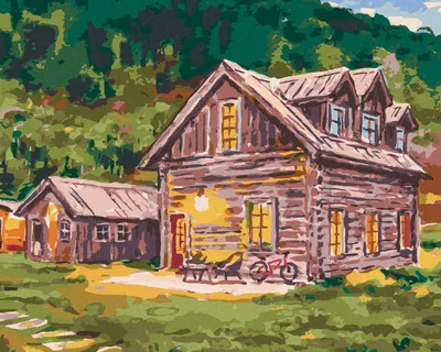 Produktbild von Zuty - Malen nach Zahlen - BLOCKHÄUSER IM WALD, 40x50 cm, ohne Keilrahmen