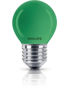 Produktbild von Philips Incand. colored refl. lamp 15 W E27-Glühlampe in Tropfenform, dimmbar, grün, 15 W, E27, 1000 h, Grün, Lüsterkolben, Matte
