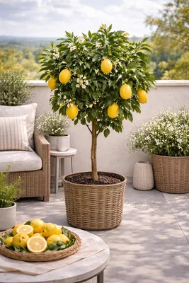 Produktbild von Zitronenbaum Citrus limon 'Eureka' 120–160 cm – Immergrün, mediterraner Obstbaum für Balkon, Terrasse & Garten