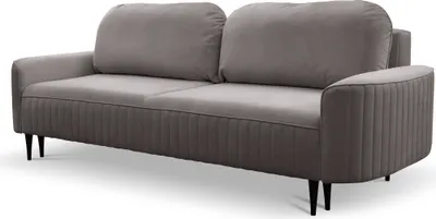 Produktbild von Schlafsofa Verona - Klappsofa, Schlafcouch - Sofa 245 cm mit Bettkasten, Samtstoff - Skandinavischer Stil (Grau -  Velutto 16)