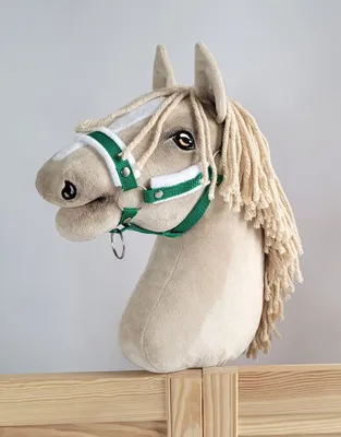 Immagine prodotto di Cavezza regolabile per cavallo Hobby Horse A3 verde con pelo bianco