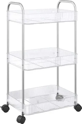 Immagine prodotto di Carrello Portaoggetti a 3 Livelli 37x28x68 cm in Acrilico