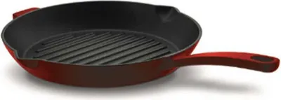 Obrázok produktu pre Grilovacia panvica liatinová 28cm červená guľatá - Korkmaz