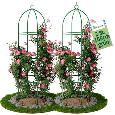 Produktbild von TTL GARDEN Rankhilfe Obelisk L 165x40cm grün 2er Set – Rankgitter Metall