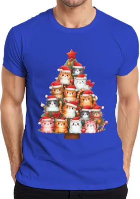 Produktbild von Katzen Weihnachtsbaum Katzenbesitzer - Weihnachten Weihnachtsgeschenk Christmas Herren T-Shirt, Blau, 3XL
