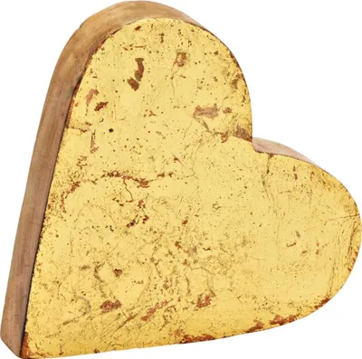 Produktbild von Dekofigur Herz Dekoherz Figur Herzform Holz gold 18 cm