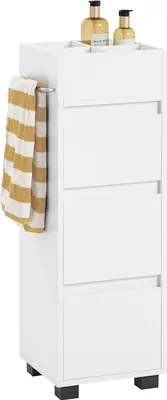 Obrázek produktu pro BZR29-W, koupelnová komoda/skříňka do koupelny, 3 zásuvky a 4 přihrádky, bílá
