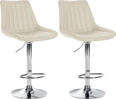 Produktbild von CLP 2er Set Barhocker Toni Kunstleder drehbar und stufenlos höhenverstellbar creme Material Gestell Metall in Chromoptik