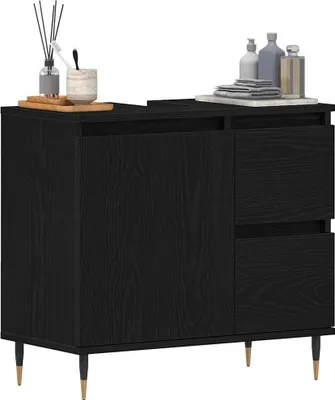 Produktbild von "Winter Sale" Spiegelschränke - Schwarz Badezimmerschrank mit Tür Schwarz Eichen-Optik 65x33x60cm DE1695566