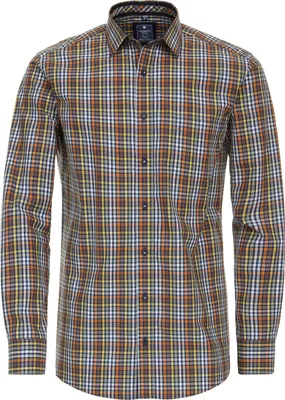 Produktbild von REDMOND Übergrößen Langarmhemd Gelb kariert 2XL Comfort Fit