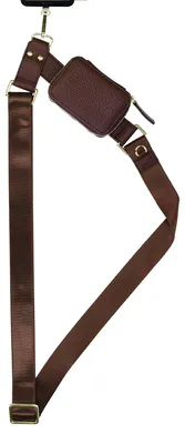 Productafbeelding van Selencia Telefoonkoord met Klein Tasje - Mocha Brown