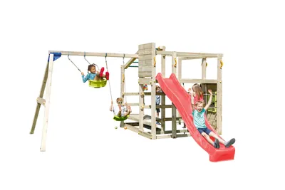 Produktbild von Spielturmking Spielturm CROSSFIT mit Rutsche + Doppelschaukel - Rot DH756
