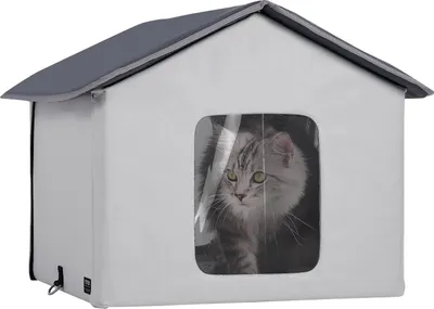 Zdjęcie produktu dla Ogrzewany Domek dla Kota – Szary 44x48x56 cm