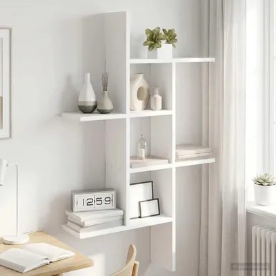 Obrázok produktu pre Maison Exclusive – Nástenná polica, biela, 61 x 15 x 102 cm, drevovláknitá doska