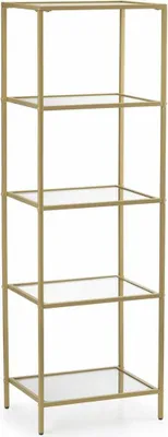 Immagine prodotto di Libreria Vetro Acciaio Oro Glamour 125x30x40 cm Decorazione
