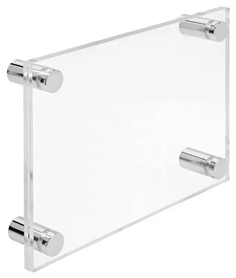 Produktbild von Firmenschild Namensschild Acrylglas DIN A6 – inkl. 4 Messing-Abstandshalter 13x19 mm Chrome Türschild