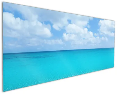 Produktbild von Wallario Küchenrückwand aus Glas, Größe: 125 x 50 cm, Motiv: Sandstrand und blaues Meer | Spritzschutz | abwischbar | pflegeleicht | in