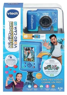 Image de Caméra Enfant VTech KidiZoom Video Cam FX Bleu, Objectif Rotatif, Trépied 2 en 1, Détection de Mouvement, 6-14 ans