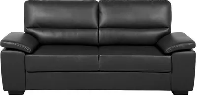 Zdjęcie produktu dla BELIANI Sofa czarna tapicerowana trzyosobowa kanapa do salonu styl retro