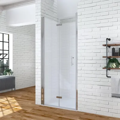 Produktbild von Duschtür faltbar Nischentür dusche Duschabtrennung Falttür aus 6mm ESG Sicherheitsglas mit Nanobeschichtung Badezimmer Nischenfalttür Drehfalttür 80 x 195 cm