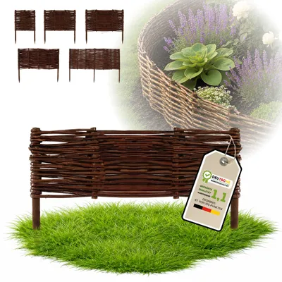 Immagine prodotto di Floranica 1 pezzo Recinzione in vimini 20 cm x 50 cm – Staccionata da giardino intrecciata Palizzata Recinzione naturale Bordo aiuola
