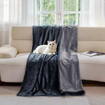 Produktbild von Wasserfeste Wendedecke für Tiere und Möbel Dunkelgrau/Hellgrau 153x102cm